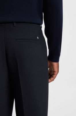 Tapered-fit trousers in stretch fabric, Dark Blue