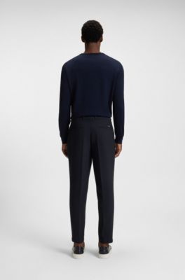 Tapered-fit trousers in stretch fabric, Dark Blue