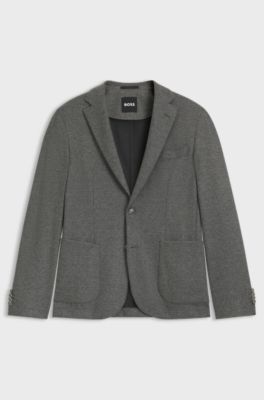 Slim-fit blazer in brushed stretch flannel, Grey