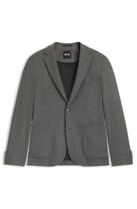 Slim-fit blazer in brushed stretch flannel, Grey