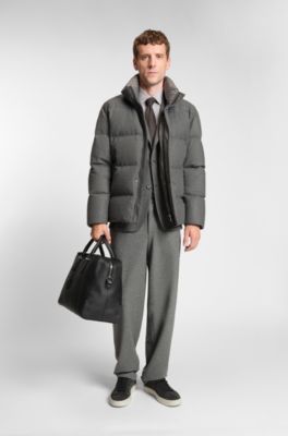 Slim-fit blazer in brushed stretch flannel, Grey