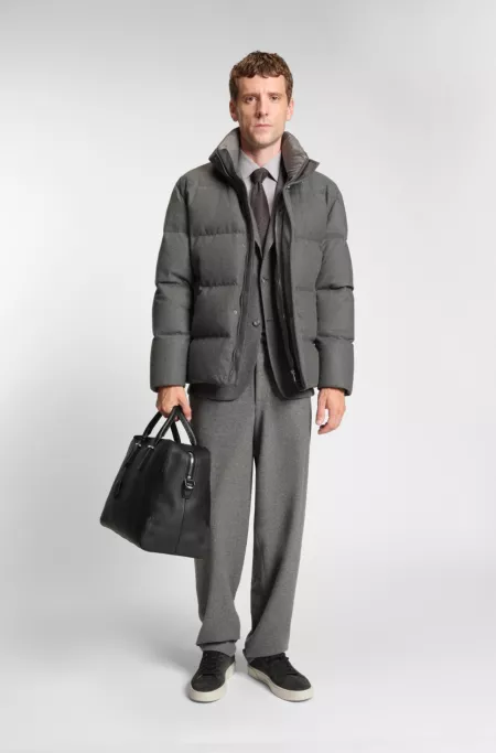 Slim-fit blazer in brushed stretch flannel