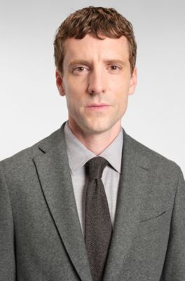 Slim-fit blazer in brushed stretch flannel, Grey