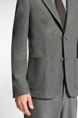 Slim-fit blazer in brushed stretch flannel, Grey