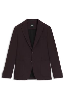 Slim-fit blazer in brushed stretch flannel, Dark Red