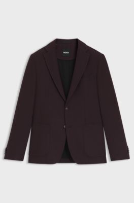 Slim-fit blazer in brushed stretch flannel, Dark Red