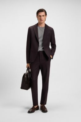 Slim-fit blazer in brushed stretch flannel, Dark Red