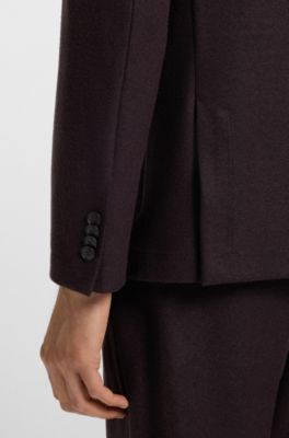 Slim-fit blazer in brushed stretch flannel, Dark Red