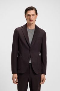 Slim-fit blazer in brushed stretch flannel, Dark Red