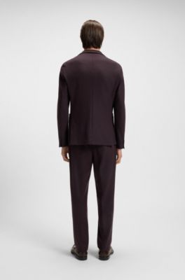 Slim-fit blazer in brushed stretch flannel, Dark Red