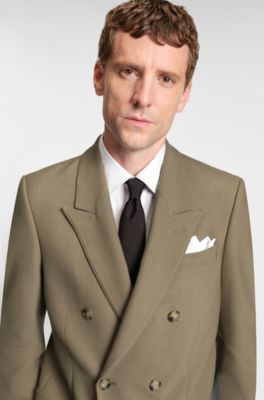 Relaxed-fit blazer in stretch fabric, Light Brown