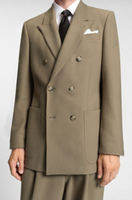 Relaxed-fit blazer in stretch fabric, Light Brown