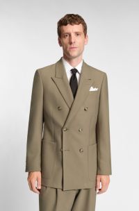 Relaxed-fit blazer in stretch fabric, Light Brown