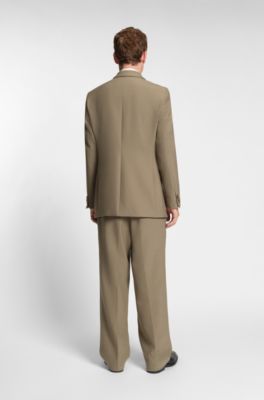 Relaxed-fit blazer in stretch fabric, Light Brown