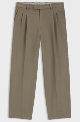 Relaxed-fit trousers with double pleat, Light Brown