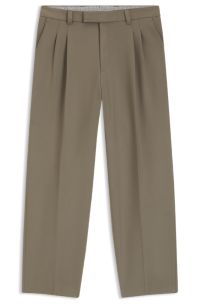 Relaxed-fit trousers with double pleat, Light Brown