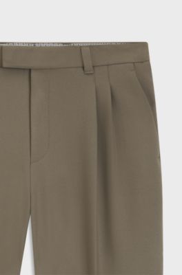Relaxed-fit trousers with double pleat, Light Brown
