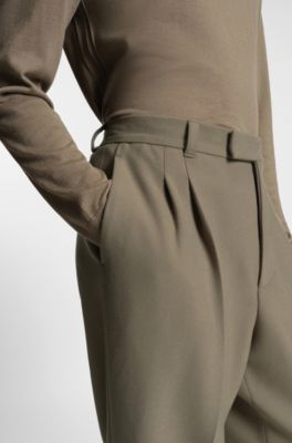 Relaxed-fit trousers with double pleat, Light Brown
