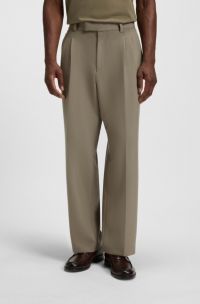 Relaxed-fit trousers with double pleat, Light Brown