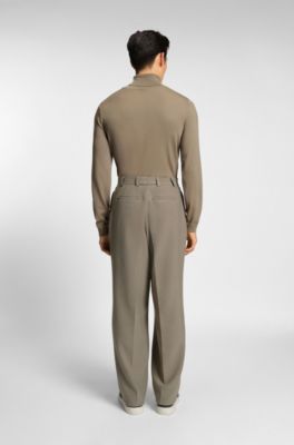 Relaxed-fit trousers with double pleat, Light Brown