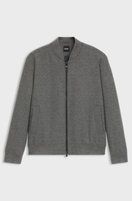 Giubbotto slim fit in flanella elasticizzata spazzolata, Grigio