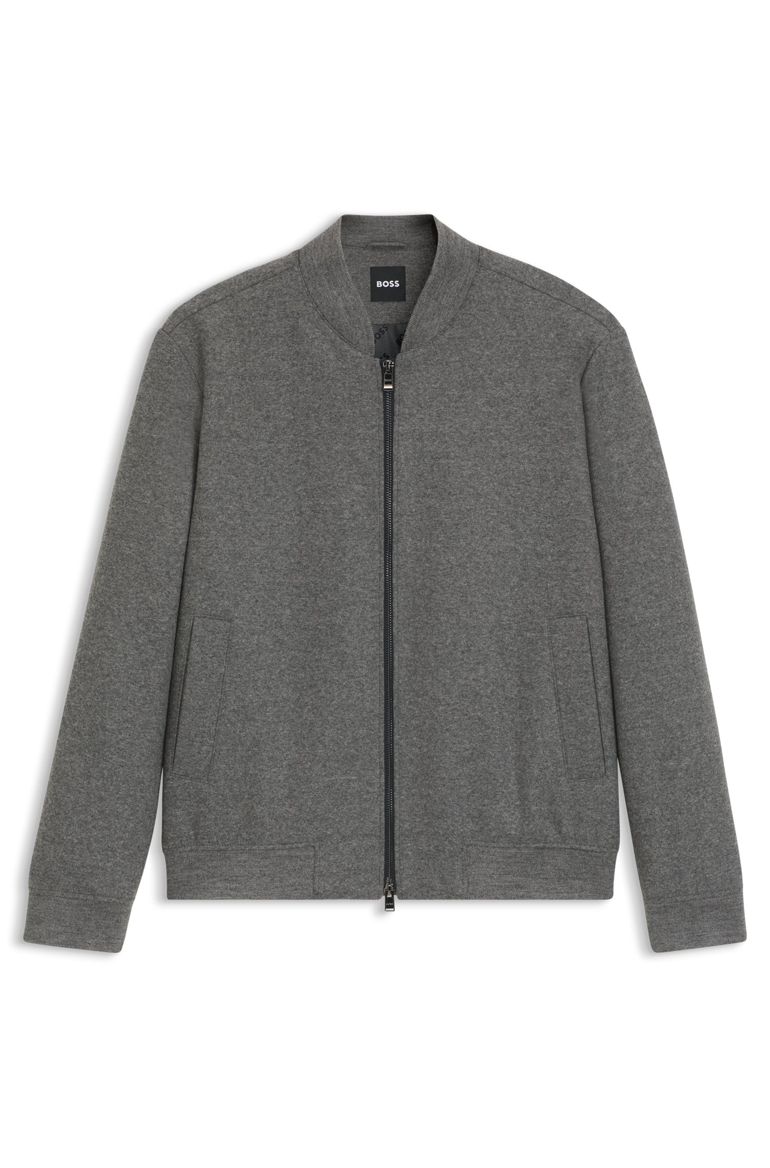 Boss Slim-fit jacket in brushed stretch flannel jackor herr