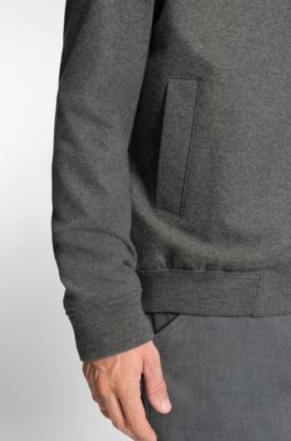 Slim-Fit Jacke aus geb&uuml;rstetem Stretch-Flanell, Grau