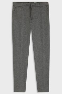 Tapered-Fit Hose aus geb&uuml;rstetem Stretch-Flanell, Grau