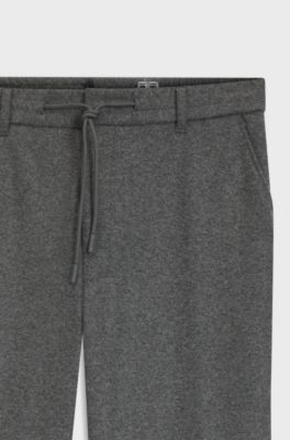 Tapered-fit trousers in brushed stretch flannel, Grey