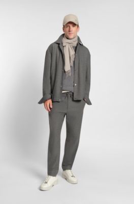 Tapered-Fit Hose aus geb&uuml;rstetem Stretch-Flanell, Grau