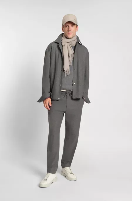 Tapered-fit trousers in brushed stretch flannel
