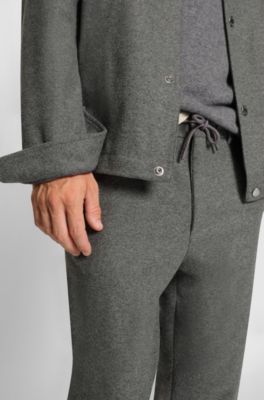 Tapered-fit trousers in brushed stretch flannel, Grey