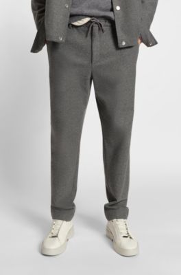 Tapered-fit broek van geborsteld stretchflanel, Grijs