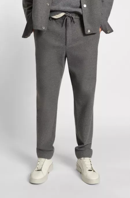 Tapered-fit trousers in brushed stretch flannel