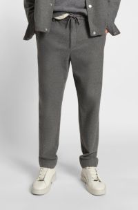 Tapered-fit trousers in brushed stretch flannel, Grey
