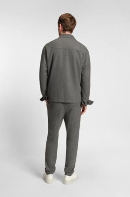 Tapered-fit trousers in brushed stretch flannel, Grey