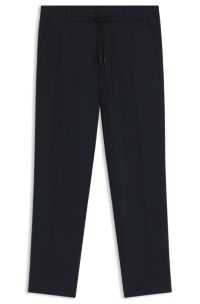 Tapered-fit trousers in brushed stretch flannel, Dark Blue