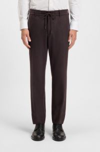 Pantalon Tapered en flanelle stretch brossée, Bleu foncé