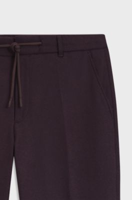 Tapered-fit trousers in brushed stretch flannel, Dark Red