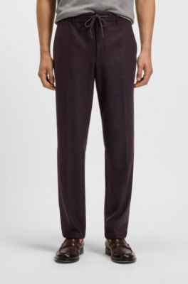 Tapered-fit trousers in brushed stretch flannel, Dark Red
