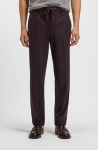 Tapered-fit trousers in brushed stretch flannel, Dark Red