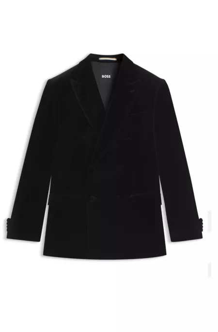 Slim-fit blazer in cotton velvet