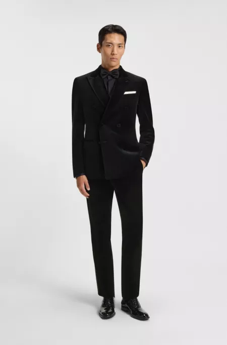 Slim-fit blazer in cotton velvet