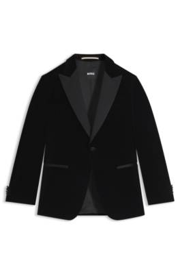 Slim-fit tuxedo jacket in cotton velvet 1