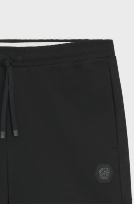 Cotton-blend shorts with Double B monogram, Black