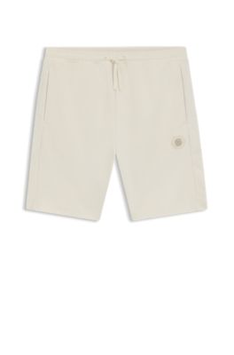 Cotton-blend shorts with Double B monogram, Natural