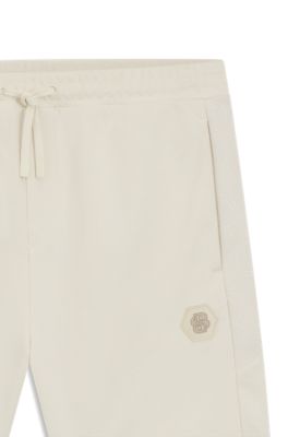 Cotton-blend shorts with Double B monogram, Natural