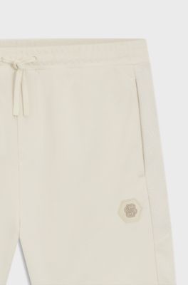 Cotton-blend shorts with Double B monogram, Natural