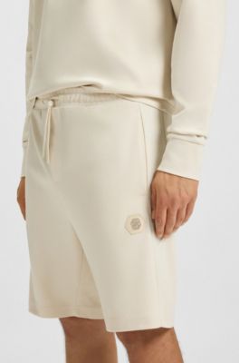 Cotton-blend shorts with Double B monogram, Natural