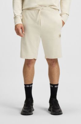 Cotton-blend shorts with Double B monogram, Natural
